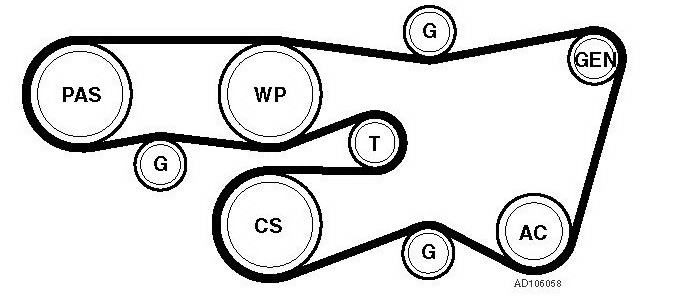 Схема установки приводного ремня Прадо 120 1GR-FE
